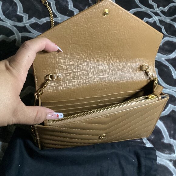 Saint Laurent Cassandre Envelope Chain Wallet in Grain de Poudre leathe - Picture 10 of 12